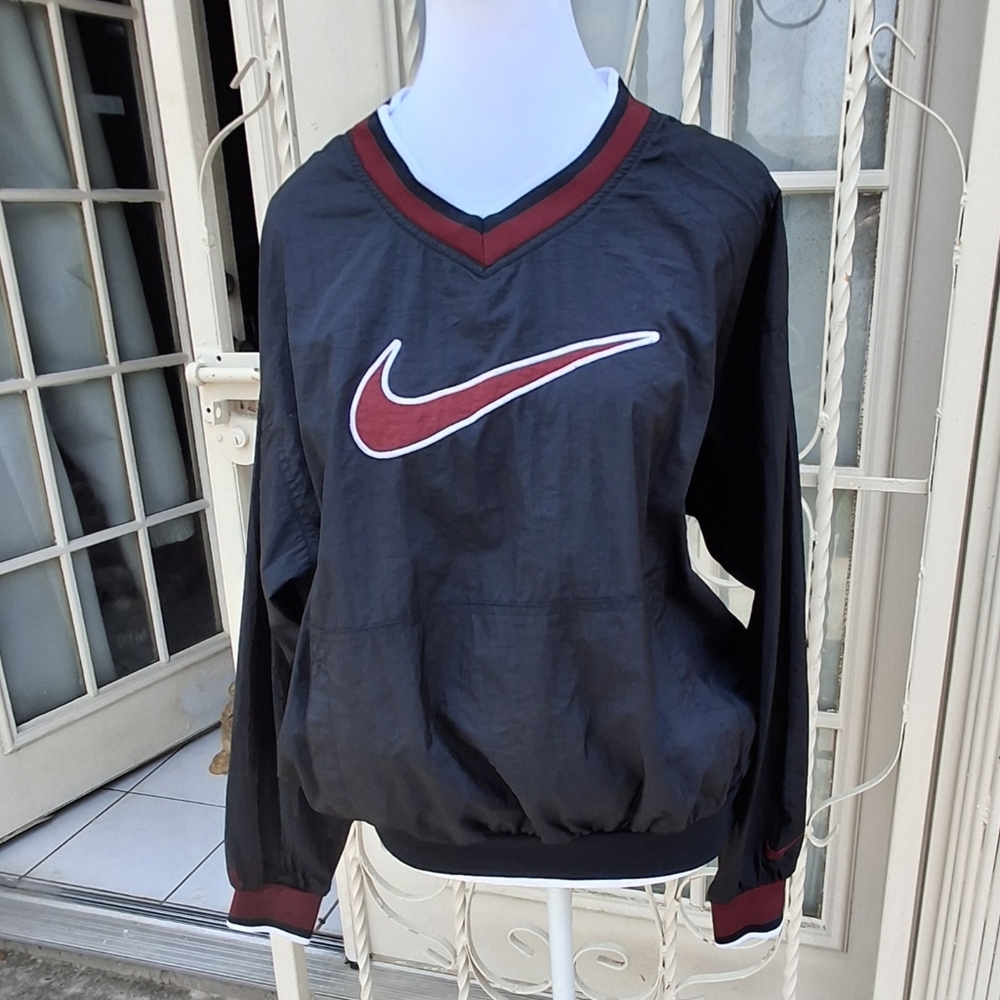 Vintage Nike Black Nylon Long Sleeve Pullover Windbreaker Top   Unisex Size XL - Picture 3 of 16